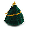 Dark Green Velour Christmas Tree Jewellery Box For Ring/ Stud Earrings