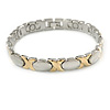 Plated Alloy Metal Oval and Cross Motif Ladies Magnetic Bracelet - 19cm L (Large)