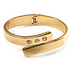 Gold Plated Crystal Hinged Bypass Bangle Bracelet