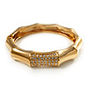 Gold Plated Diamante Multifaceted Hinged Bangle Bracelet