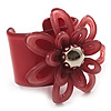 Pale Coral Wide Acrylic Floral Cuff Bangle
