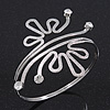 Silver Plated Textured Diamante 'Crown' Upper Arm Bracelet - Adjustable