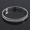 Burn Silver Diamante Bangle Bracelet - up to 18cm Length