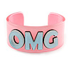 Light Pink/ Pale Blue 'OMG' Acrylic Cuff Bracelet Bangle (Kids/ Teen Size) - 16cm L