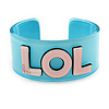 Light Blue/ Pale Pink 'LOL' Acrylic Cuff Bracelet Bangle (Kids/ Teen Size) - 16cm L