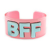 Light Pink/ Pale Blue 'BFF' Acrylic Cuff Bracelet Bangle (Kids/ Teen Size) - 16cm L