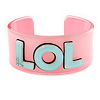 Light Pink/ Pale Blue 'LOL' Acrylic Cuff Bracelet Bangle (Adult Size) - 19cm