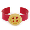 Magenta, Yellow Acrylic Button Cuff Bracelet - 19cm L