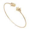 'Two Hands' Crystal Thin Gold Plated Bangle Bracelet - Adjustable