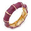 Plum Enamel Segmental Hinged Bangle Bracelet In Gold Plating - 19cm L