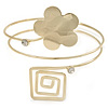 Gold Tone Flower And Square Crystal Upper Arm/ Armlet Bracelet - 26cm L