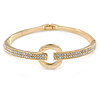 Clear Crystal Open Eternity Circle of Love Bangle Bracelet In Gold Tone Metal - 19cm L