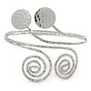 Silver Tone Hammered Circles And Swirls Upper Arm/ Armlet Bracelet - Adjustable