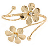 Gold Tone Double Flower Upper Arm, Armlet Bracelet - Adjustable