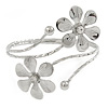 Silver Tone Double Flower Upper Arm, Armlet Bracelet - Adjustable
