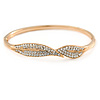 Exquisite Crystal Leaf Bangle Bracelet In Gold Tone Metal - 18cm L