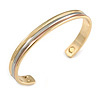 Men Women Tri Tone Copper Magnetic Cuff Bracelet with Two Magnets - Adjustable Size - 7½" (19cm )