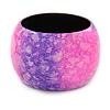 Chunky Wide Bright Pink/ Purple Marble Effect Wood Bangle Bracelet - 18cm L/ Medium