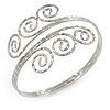 Greek Style Twirl Hammered Upper Arm, Armlet Bracelet In Silver Tone - Adjustable