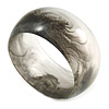 Off Round Abstract Watery Black Acrylic Bangle Bracelet - Medium Size