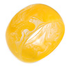 Off Round Abstract Watery Yellow Acrylic Bangle Bracelet - Medium Size
