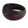 Asymmetric Blurred Black/ Red/ White Acrylic Bangle Bracelet Matte Finish - Medium Size