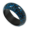 Black/ Dark Blue Wood Bangle Bracelet(Possible Natural Irregularities) Medium