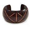 Wide Chunky Wooden Cuff Bracelet/ Bangle with Arrow Pattern/ Medium /Possible Natural Irregularities