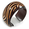 Wide Chunky Wooden Cuff Bracelet/ Bangle with Curvy Lines Pattern/ Medium /Possible Natural Irregularities