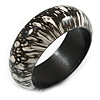 White/Black Wood Bangle Bracelet(Possible Natural Irregularities) M/L Size