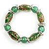 Green Glass Bead Flex Bracelet