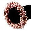 Chunky Baby Pink Simulated Glass Pearl & Shell Flex Bracelet