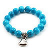 Turquoise Bead Charm Heart Flex Bracelet -21cm Length