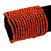 Wide Antique Orange Glass Bead Flex Bracelet - up to 19cm wrist