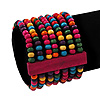 Multicoloured Multistrand Wood Bead Bracelet - up to 19cm wrist
