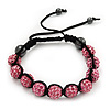 Pink Crystal Balls Bracelet - 10mm - Adjustable