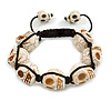 Unisex Antique White Skull Shape Stone Beads Bracelet - 17mm diameter - Adjustable