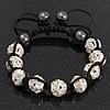 Clear Crystal Balls & Smooth Round Hematite Beads Bracelet - Adjustable