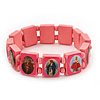 Stretch Pink Wooden Saints Bracelet / Jesus Bracelet / All Saints Bracelet - Up to 20cm Length