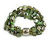 3-Strand Green Shell Composite Flex Bracelet - 21cm Length