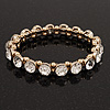 Clear Glass Crystal Flex Bracelet In Gold Finish - 18cm Length