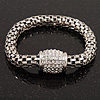 Silver Plated Diamante Mesh Magnetic Bracelet - 19cm Length