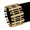 Polished Gold Plated Bars & Beads Flex Bracelet - 18cm Length