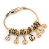 Gold Plated Peace Charm 'Heiwa' Bracelet - 19cm Length