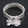 Silver Plated Charm 'Peace' Flex Bracelet - 19cm Length