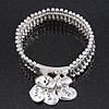 Silver Plated 'Love' Heart Charm Flex Bracelet - 19cm Length