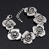 Silver Plated 'Rose' Bracelet - 17cm Length/ 3cm Extension