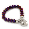 Chameleon Purple Faceted Glass Bead 'Heart' Flex Bracelet - up to 22cm Length