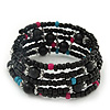 Teen's Black Acrylic Bead Multistrand Bracelet - Adjustable