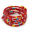 Teen's Tomato Red Acrylic Bead Multistrand Bracelet - Adjustable